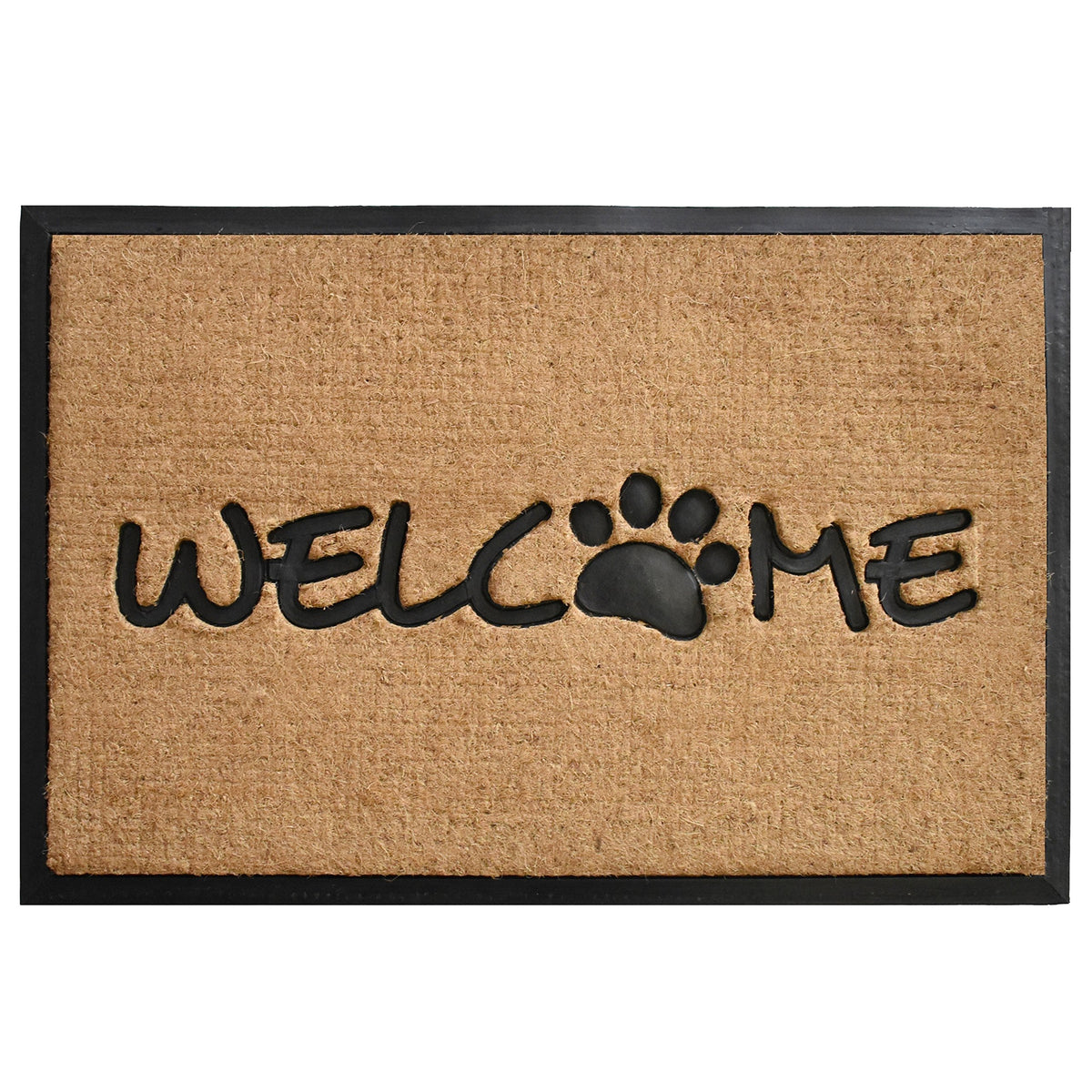 Calloway Mills Welcome Paw Doormat front view, oversized coverage for entryways