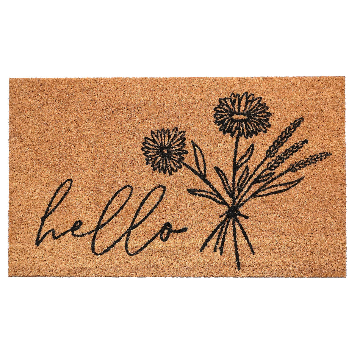Calloway Mills Wildflower Bouquet Doormat front view showing durable coir that scrapes dirt