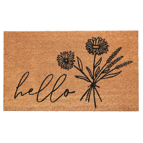 Calloway Mills Wildflower Bouquet Doormat front view showing durable coir that scrapes dirt