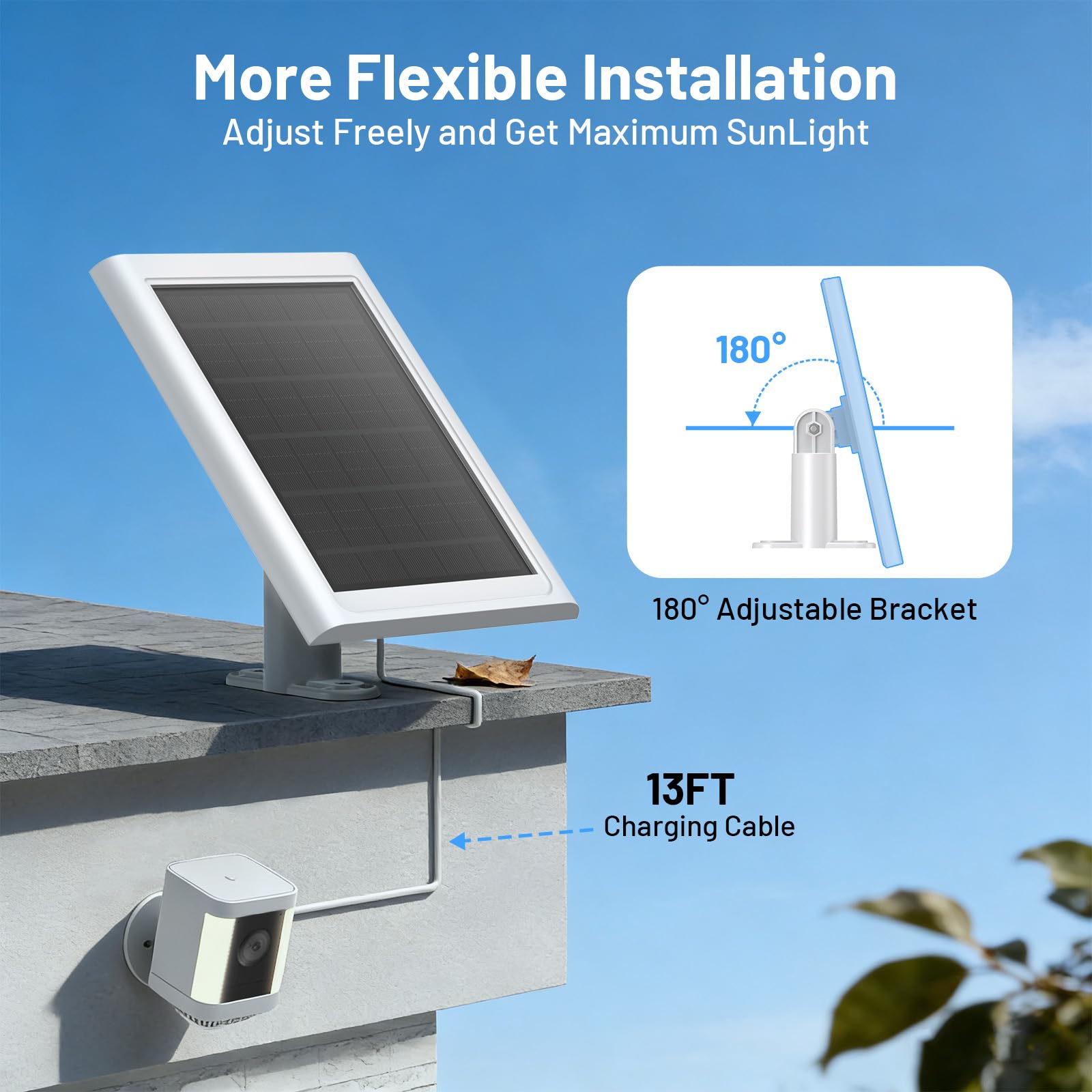 Callsun 13ft cable for flexible sun exposure on Ring solar panel