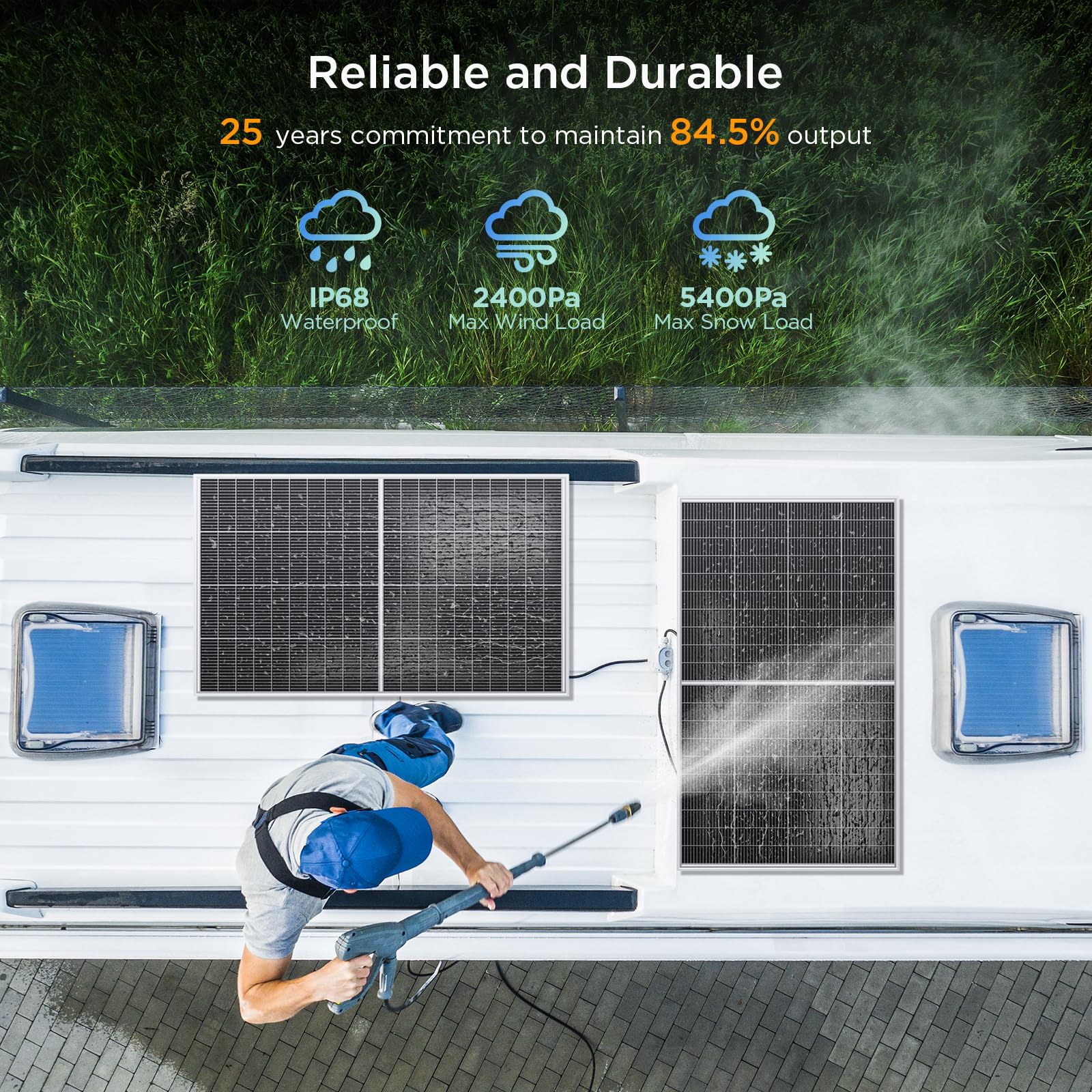 Callsun compact 200W panel fits tight van rooftops