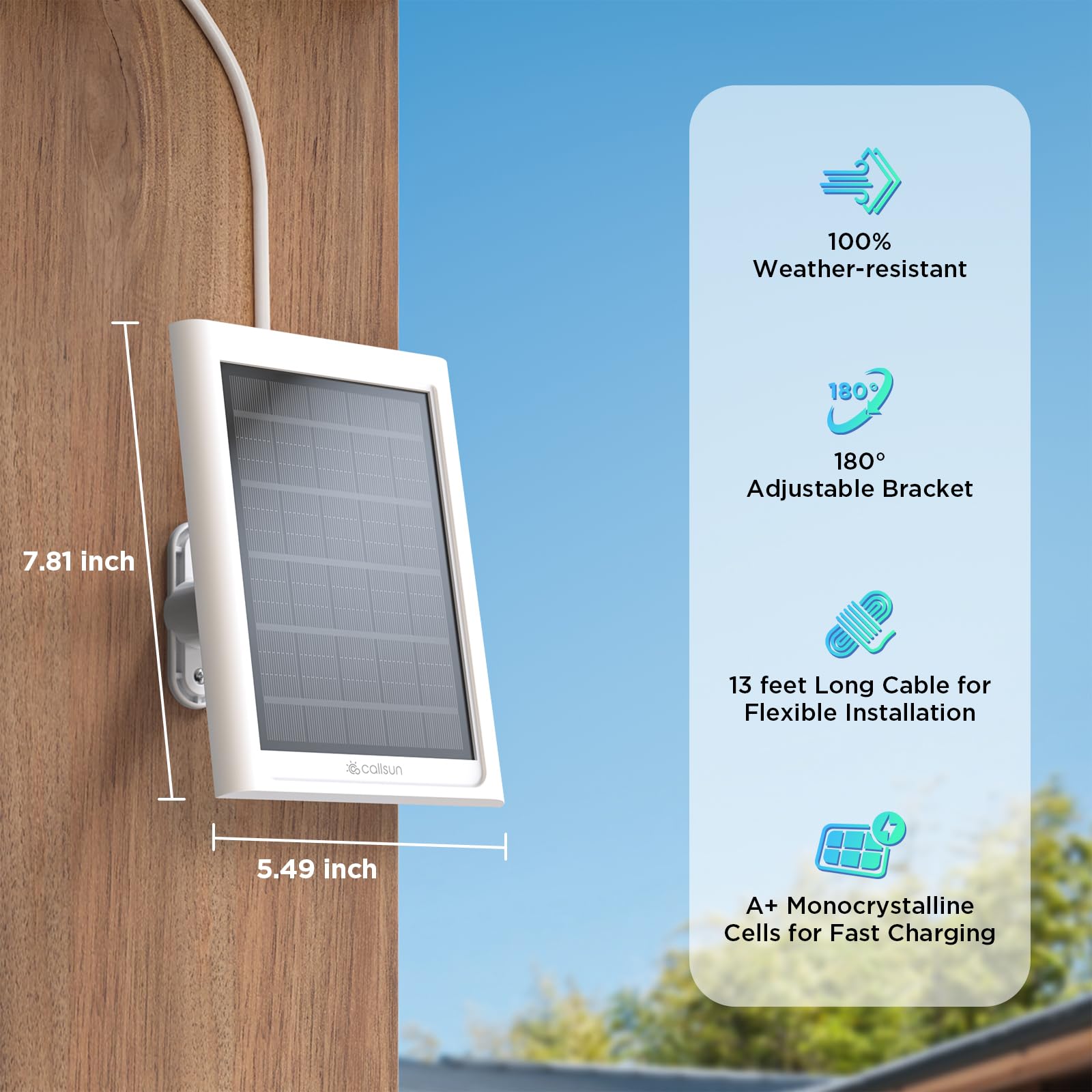 Callsun Ring solar panel supports sun-powered charging for Ring cameras.
