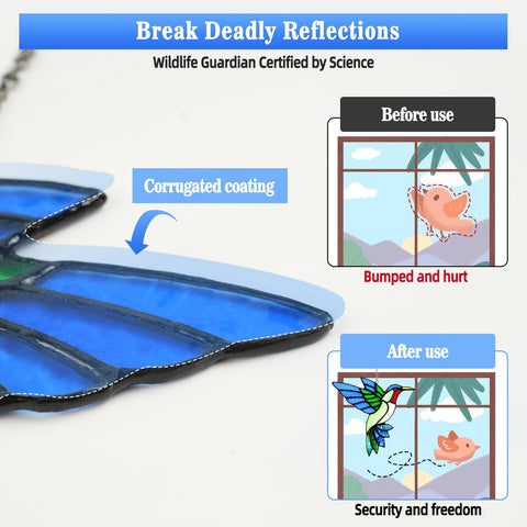 Calmpathz hummingbird suncatcher disrupts window reflections to help birds