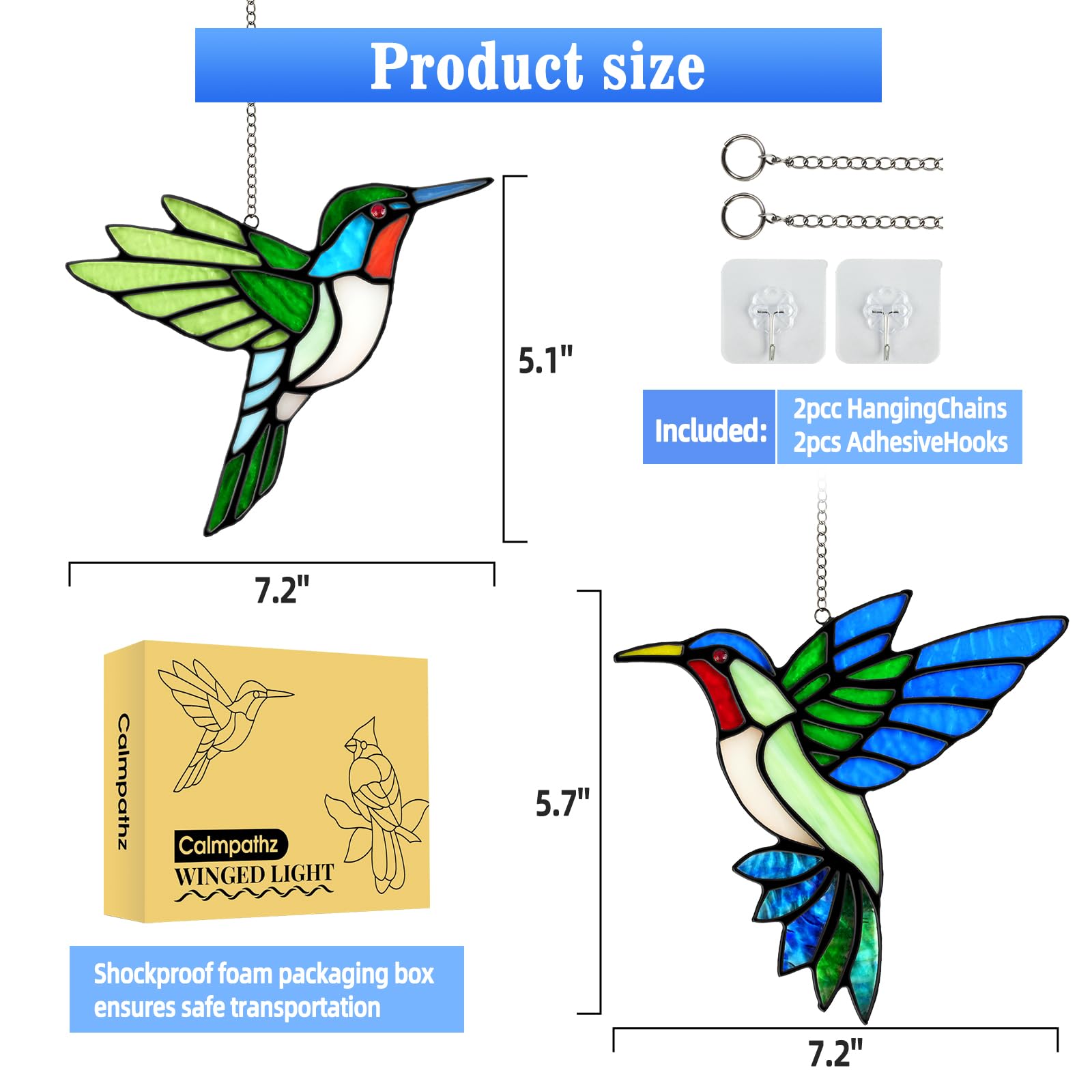 Calmpathz hummingbird suncatcher arrives securely packaged for delivery