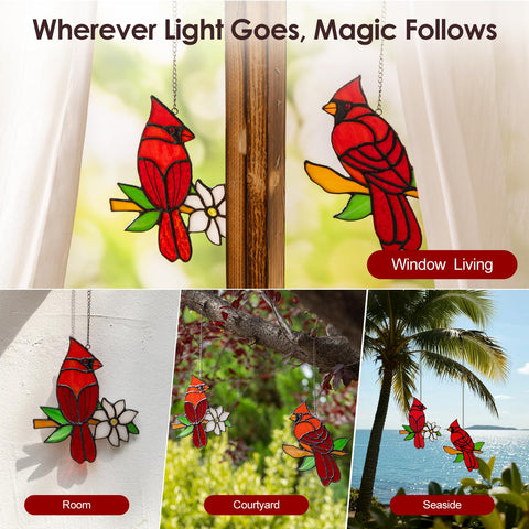 Calmpathz indoor-outdoor cardinal decor adds color to porches and sunrooms