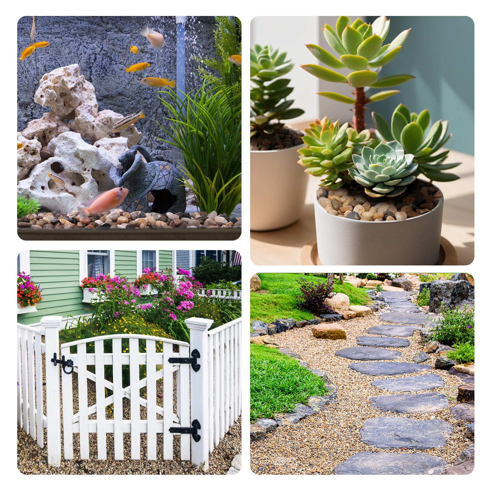 Calofulston easy-clean pebbles simplify maintenance for tanks and planters.