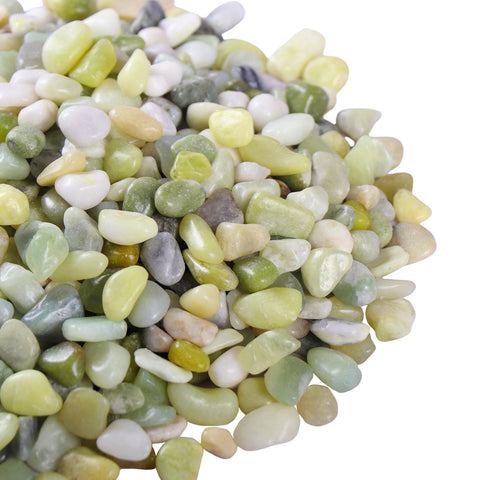 Calofulston jade pebbles closeup with polished surface for indoor use