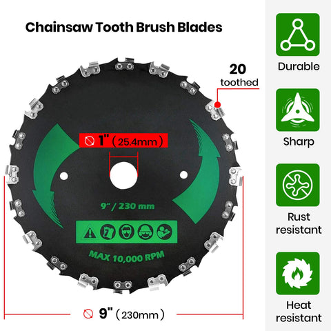 CALPALMY 20-tooth carbide blade close-up showing sharp teeth for tough growth