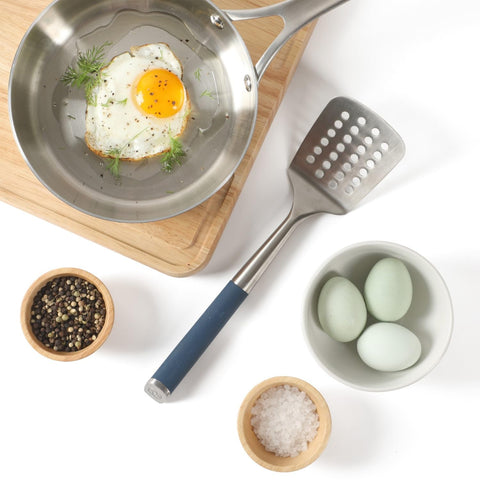 Calphalon Edge stainless steel construction highlights durability for everyday use.