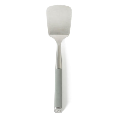 Calphalon Edge turner with taupe handle provides precise flipping and control