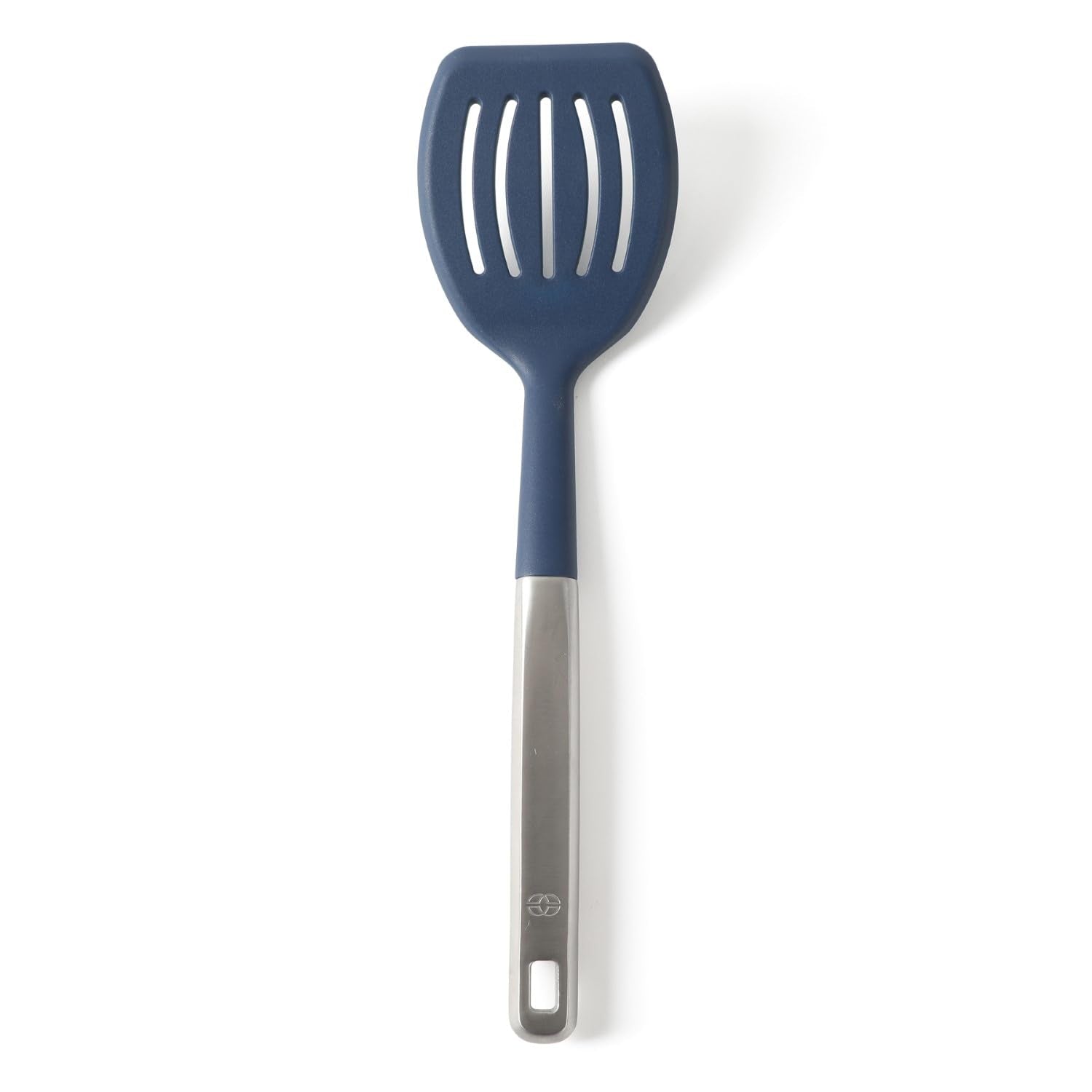 Calphalon Prime slotted turner with navy silicone head for nonstick protection
