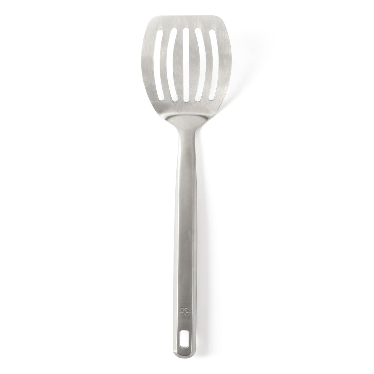 Calphalon Prime slotted turner blade enabling precise flipping with drainage.