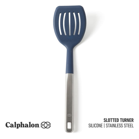 Calphalon Prime stainless steel handle closeup for a sturdy grip