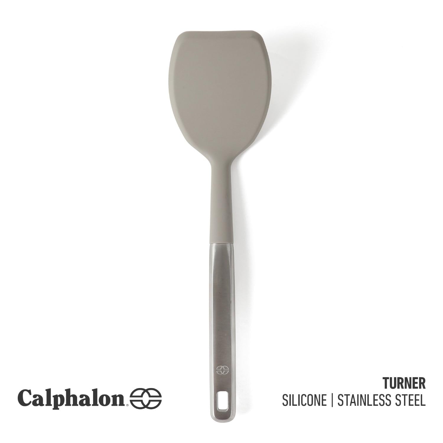 Calphalon Prime stainless steel handle provides a secure grip during stirring