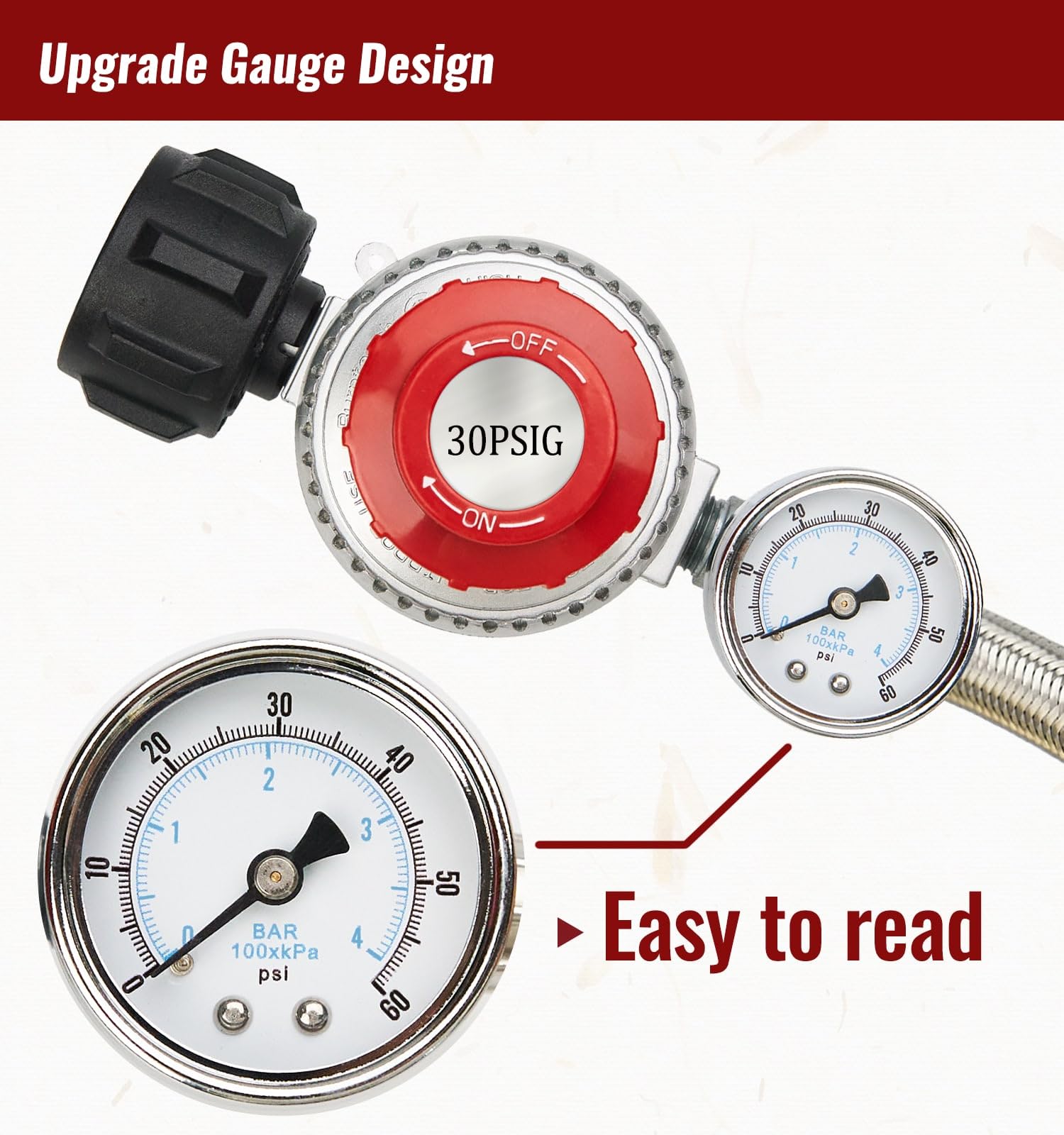 CALPOSE 15-foot reach lets you place the regulator away from heat sources.