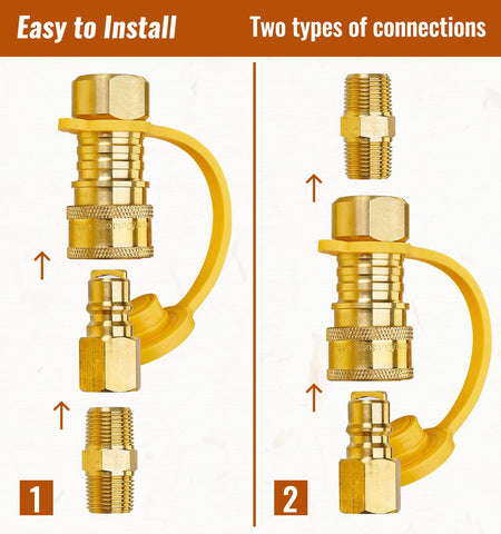 CALPOSE 3/8-inch NPT thread detail for standard gas hose compatibility.