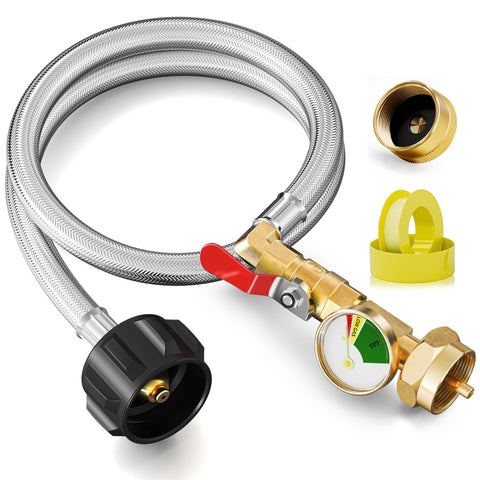 CALPOSE 3 ft propane refill hose with gauge shows remaining gas clearly for safer refilling