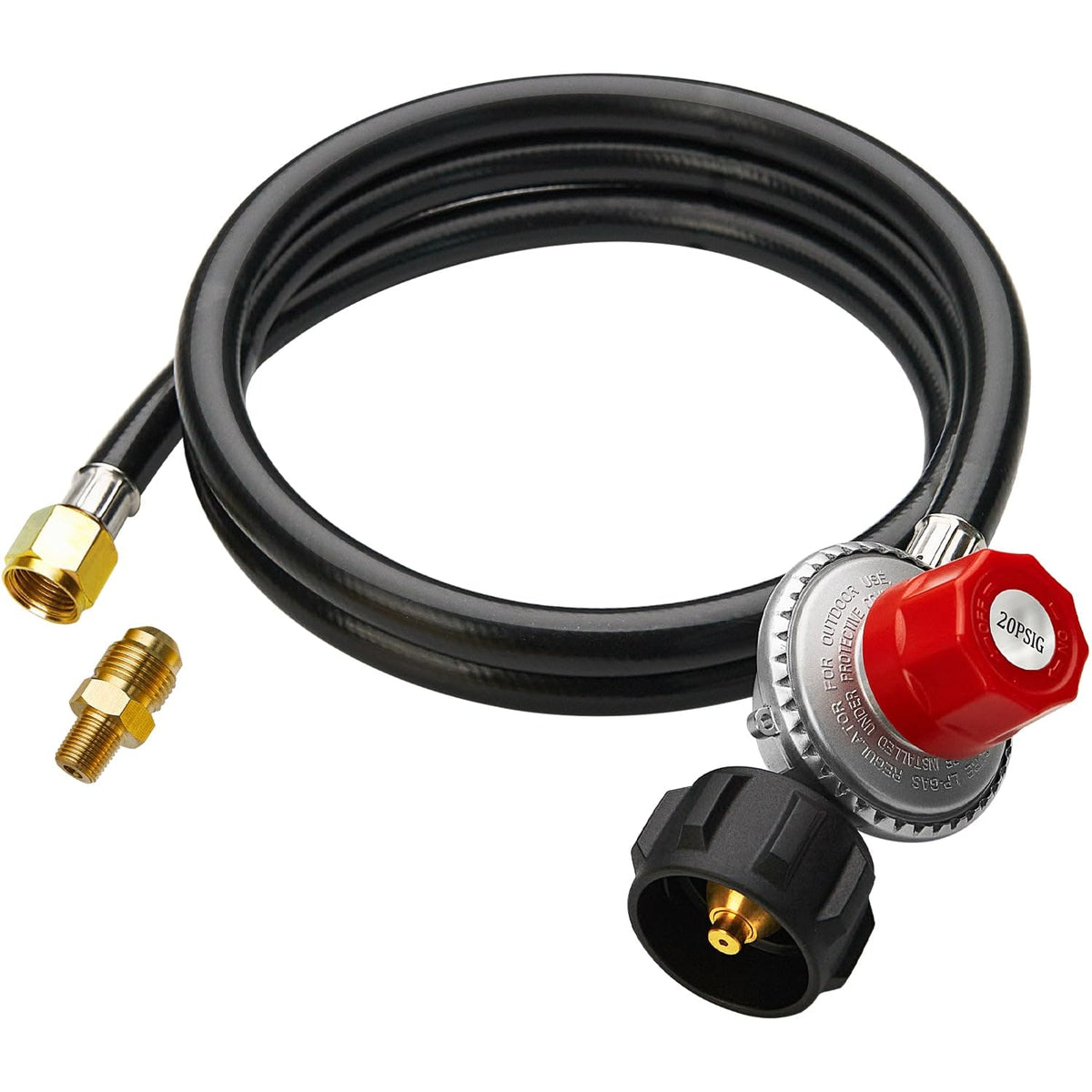 CALPOSE 5ft regulator hose used in turkey fryer setups highlighting durable rubber