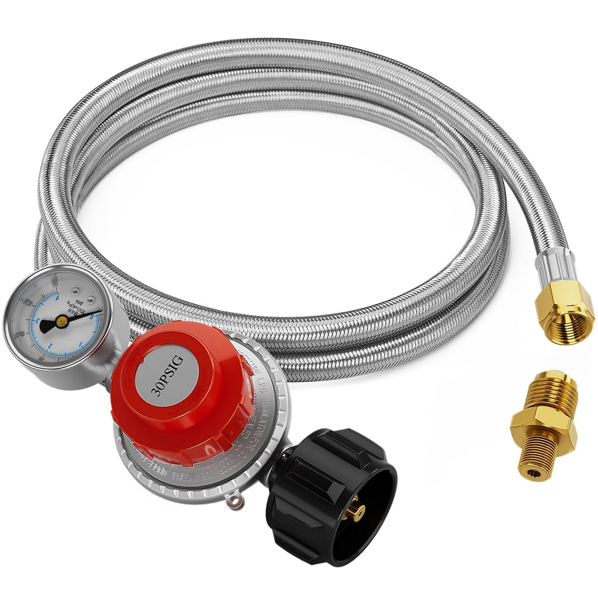 CALPOSE 5ft regulator hose with gauge for precise propane pressure control