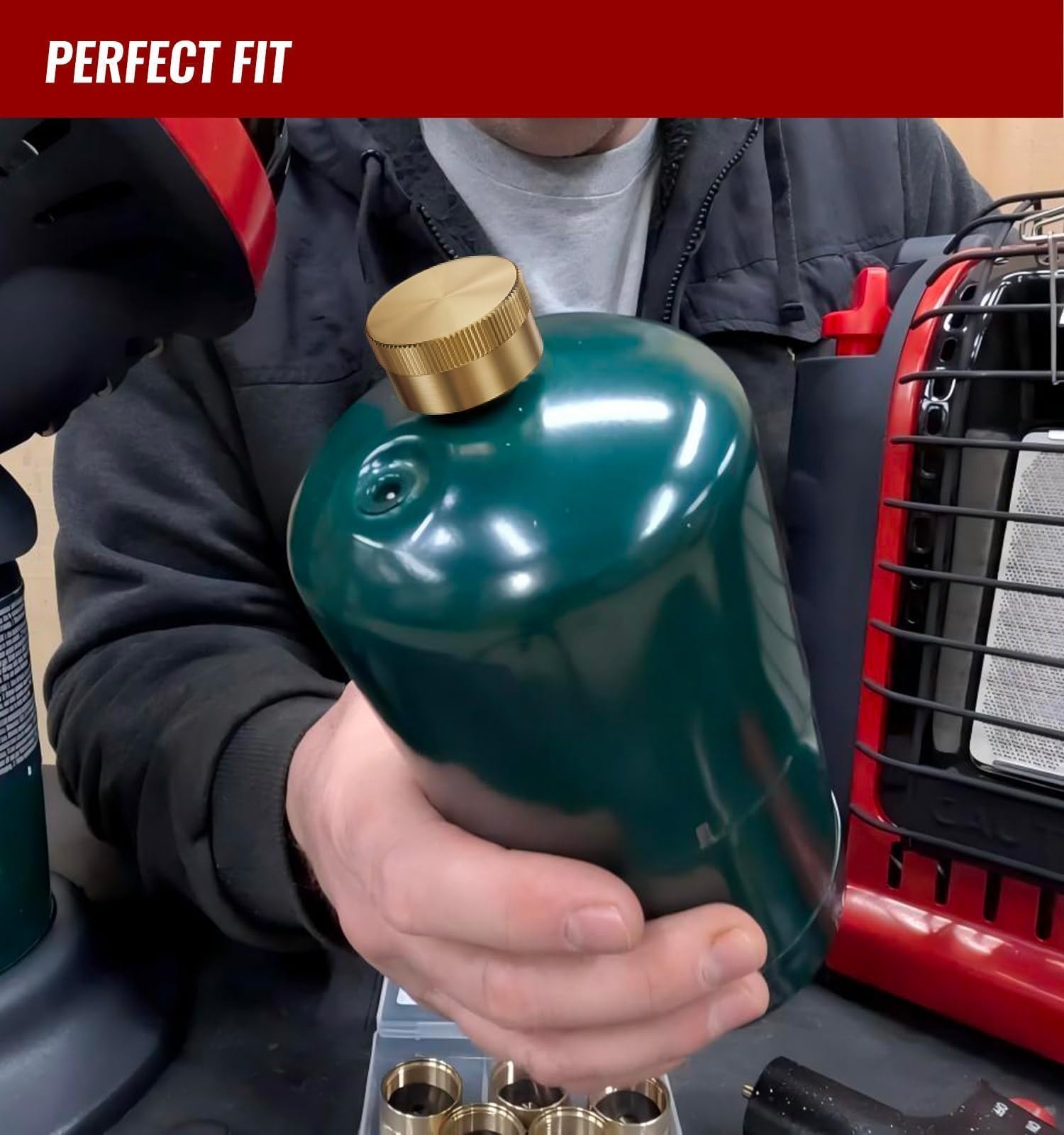 CALPOSE brass cap with sealing rubber ring prevents leaks and keeps gas clean.