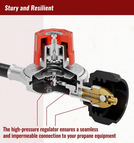 CALPOSE 5-foot brass connector hose enables quick safe propane setup