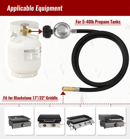 CALPOSE 6ft hose enables tool-free, flexible setup between grill and tank.