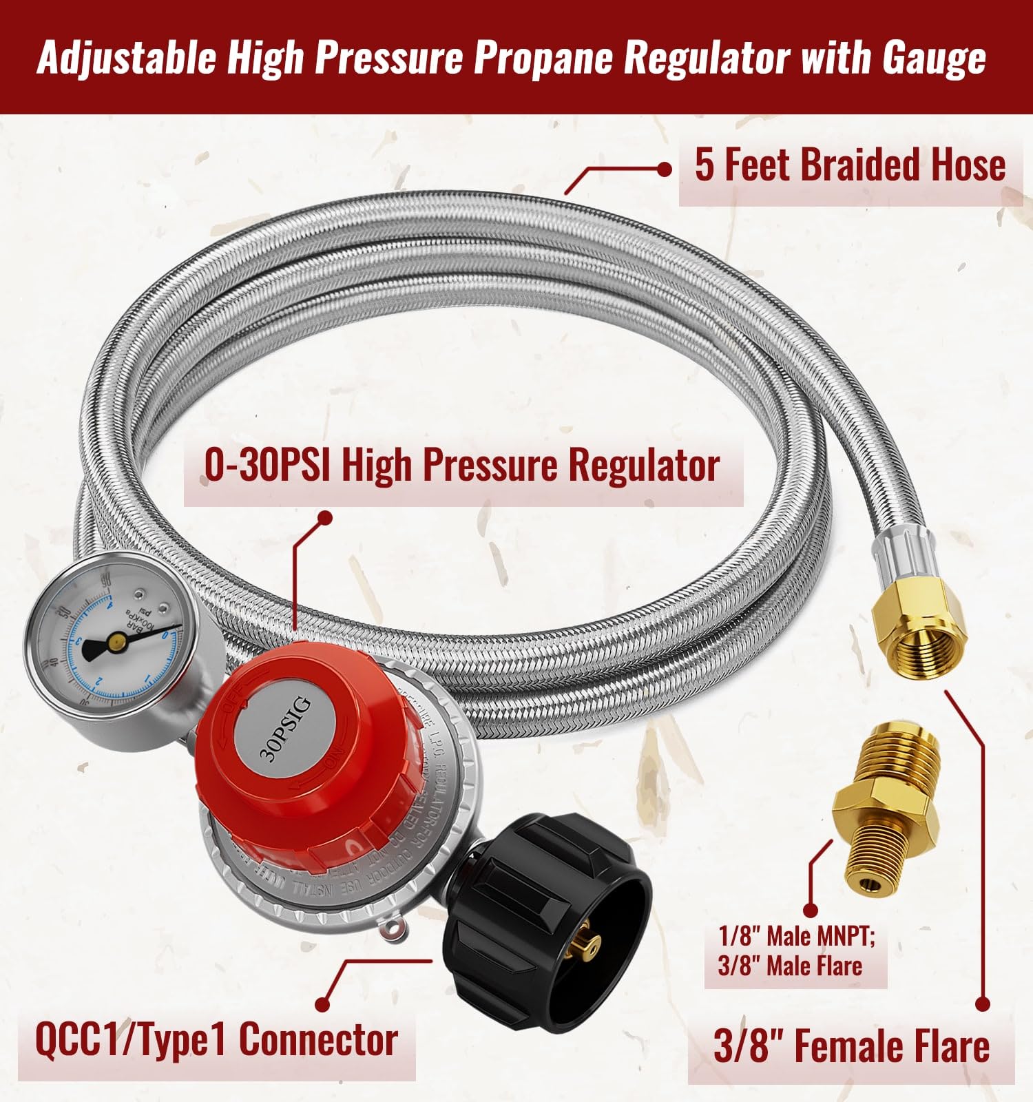 CALPOSE connected to gas burner with durable hose in rugged conditions