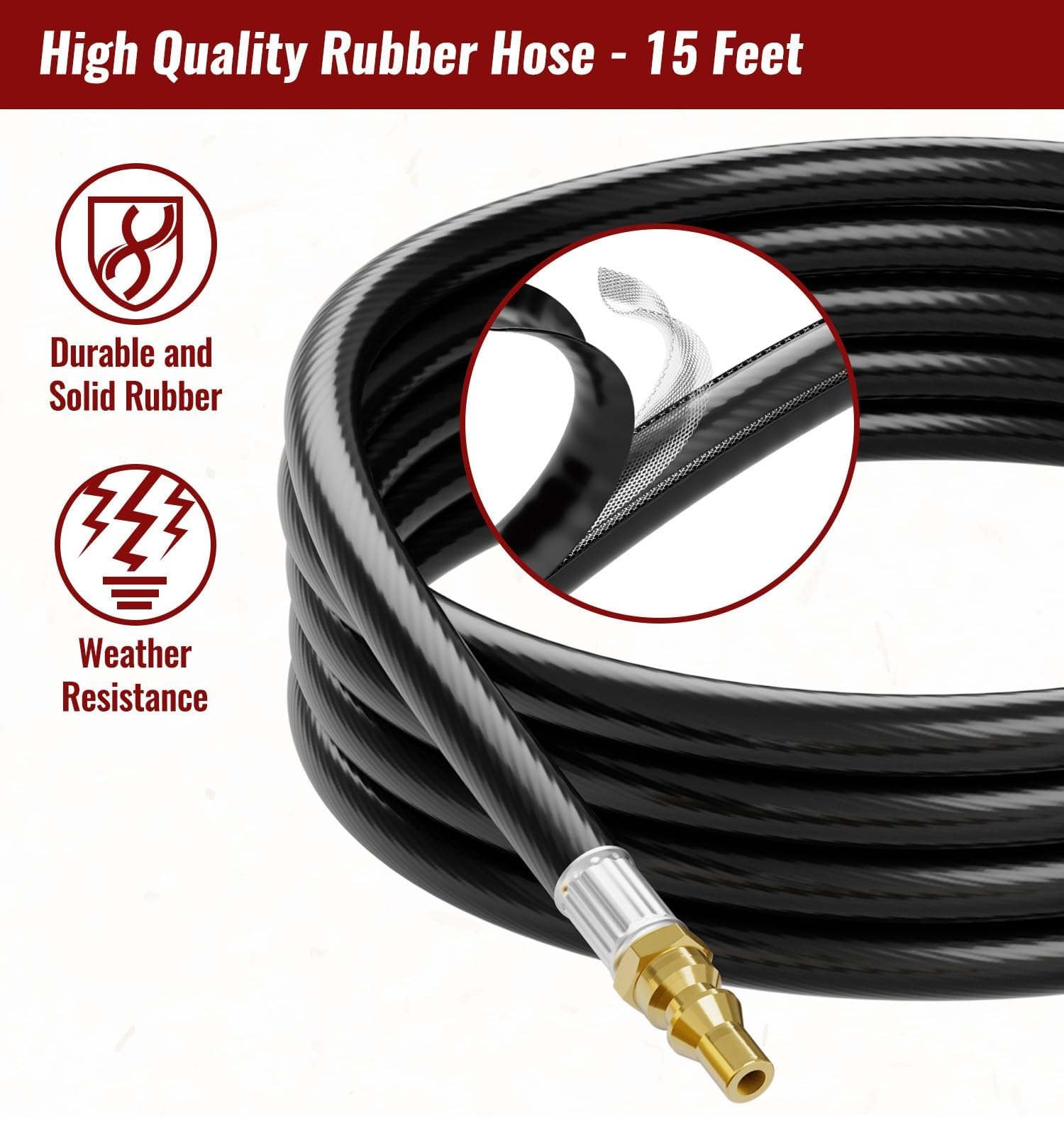CALPOSE hand-tighten wheel on quick-connect hose for tool-free secure connections