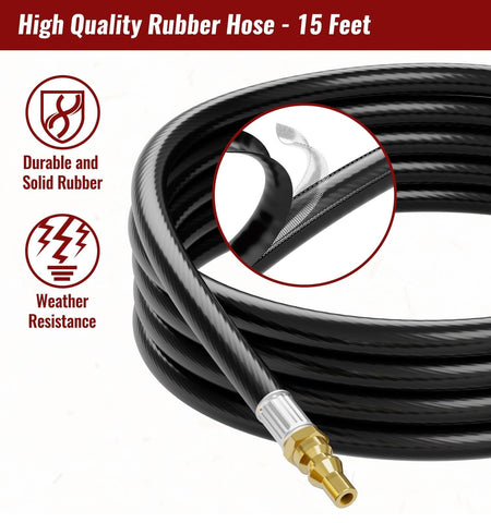 CALPOSE hand-tighten wheel on quick-connect hose for tool-free secure connections