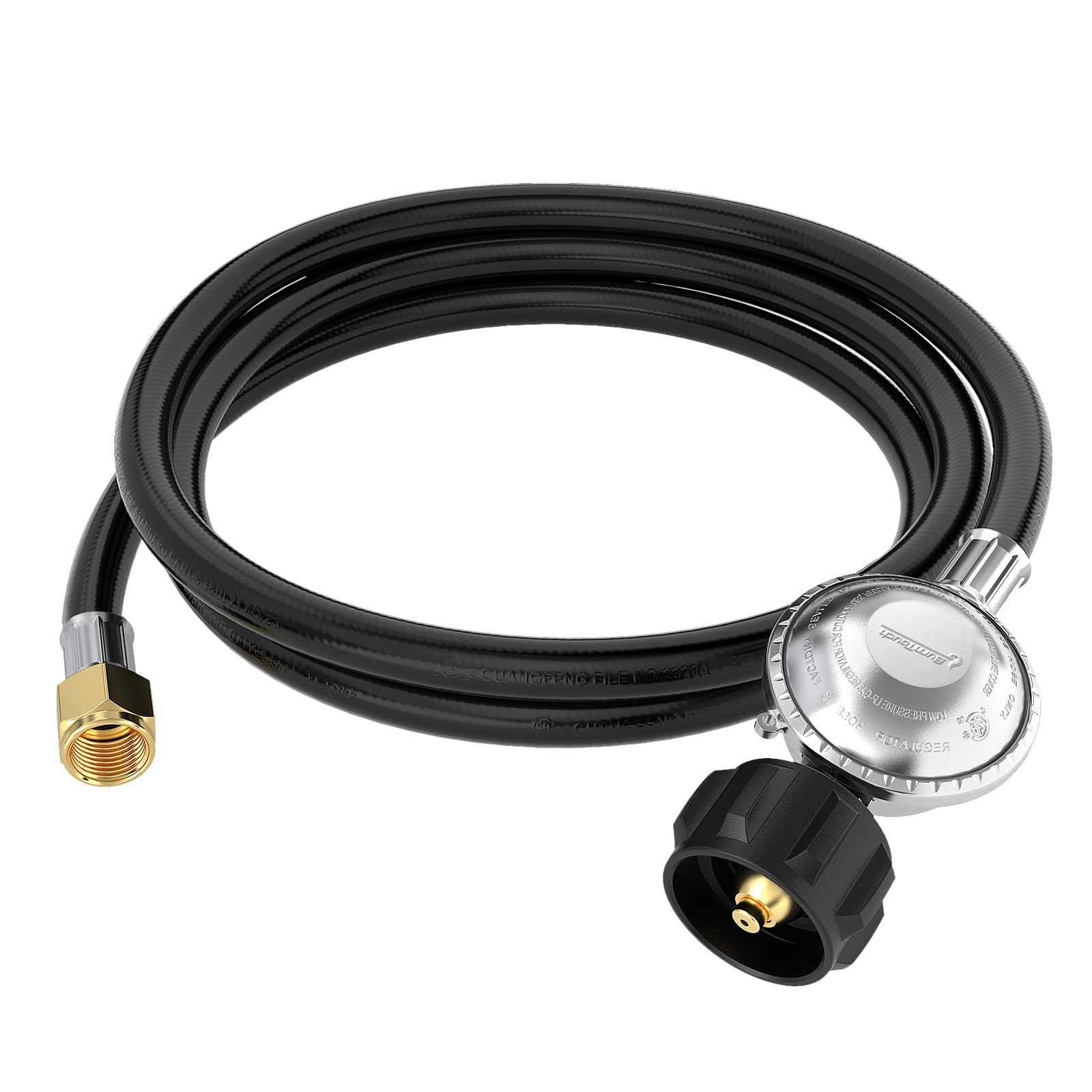 CALPOSE 6ft propane hose with regulator for flexible outdoor grilling.