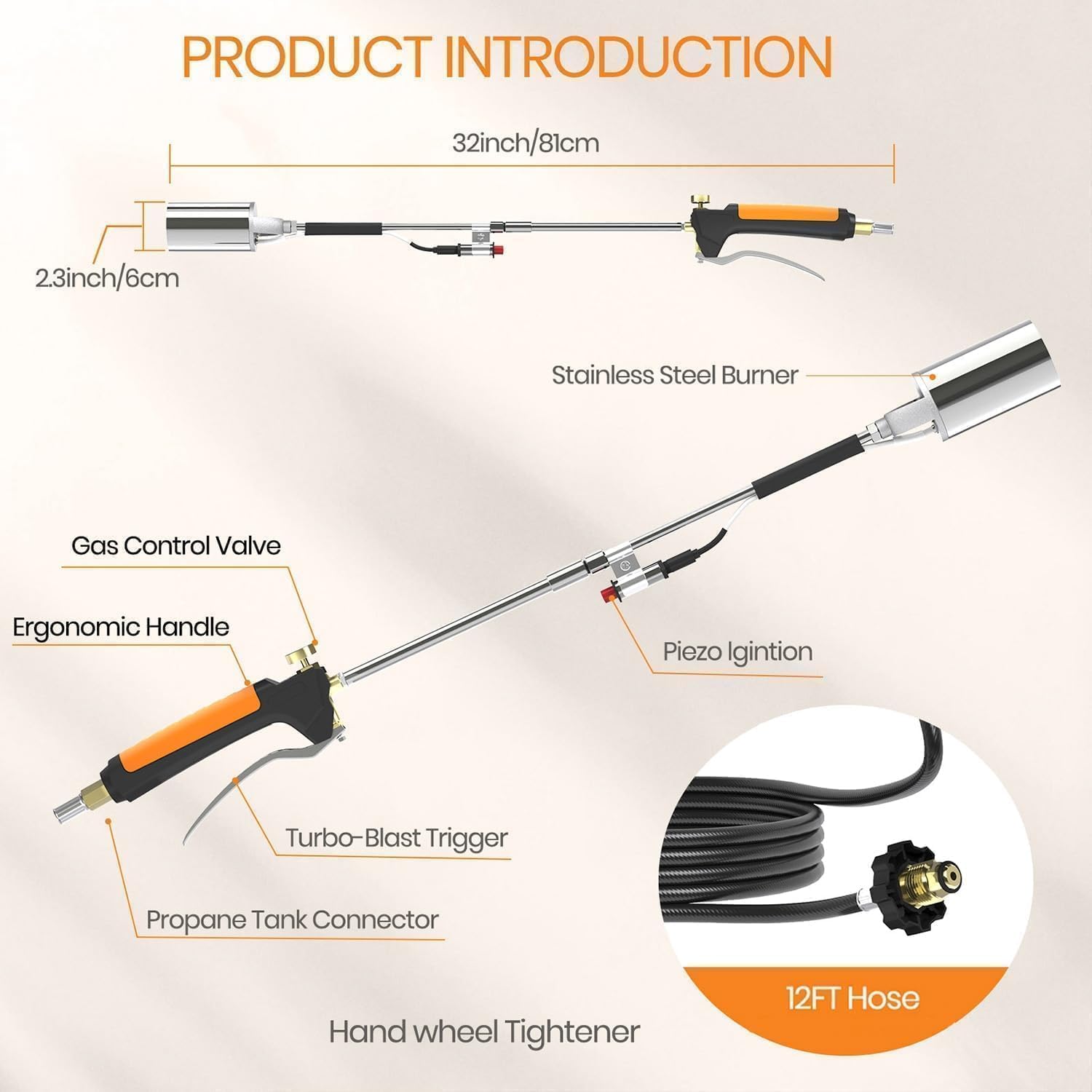 CALPOSE torch with durable iron plating built for long-lasting garden work