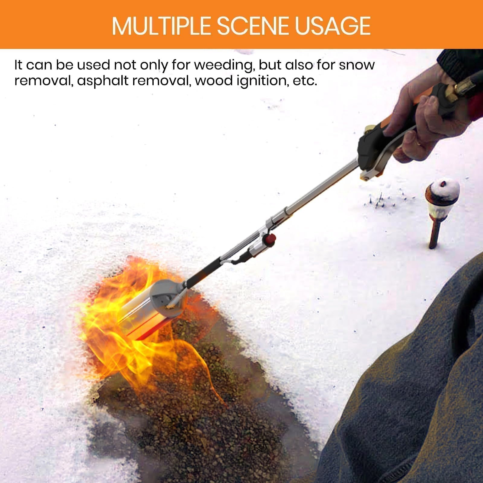 CALPOSE multi-use torch capable of melting snow and heating surfaces