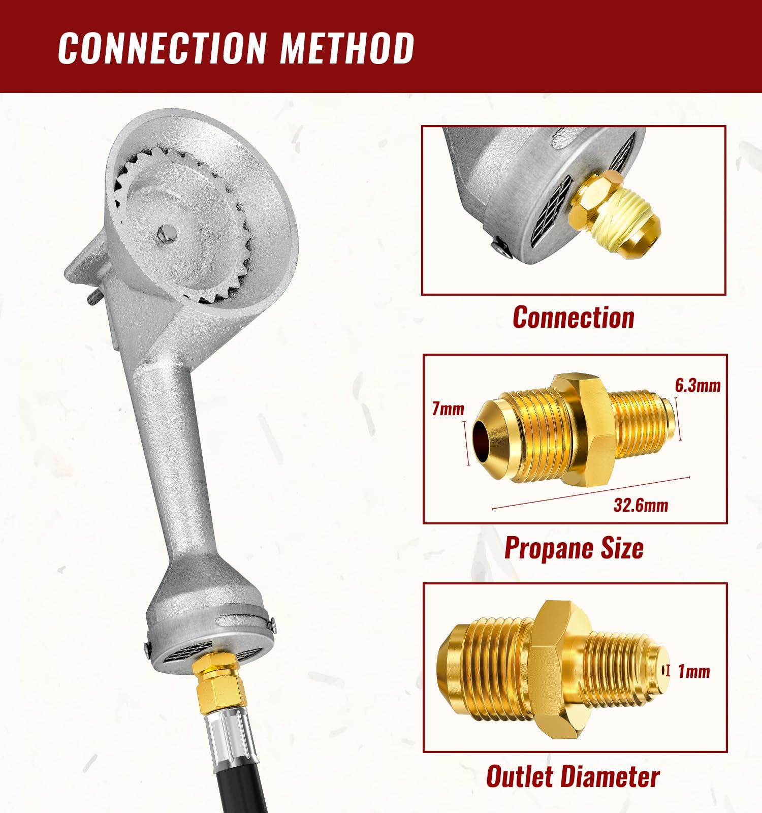 CALPOSE QCC1 compatible brass connector ensures secure propane tank fit