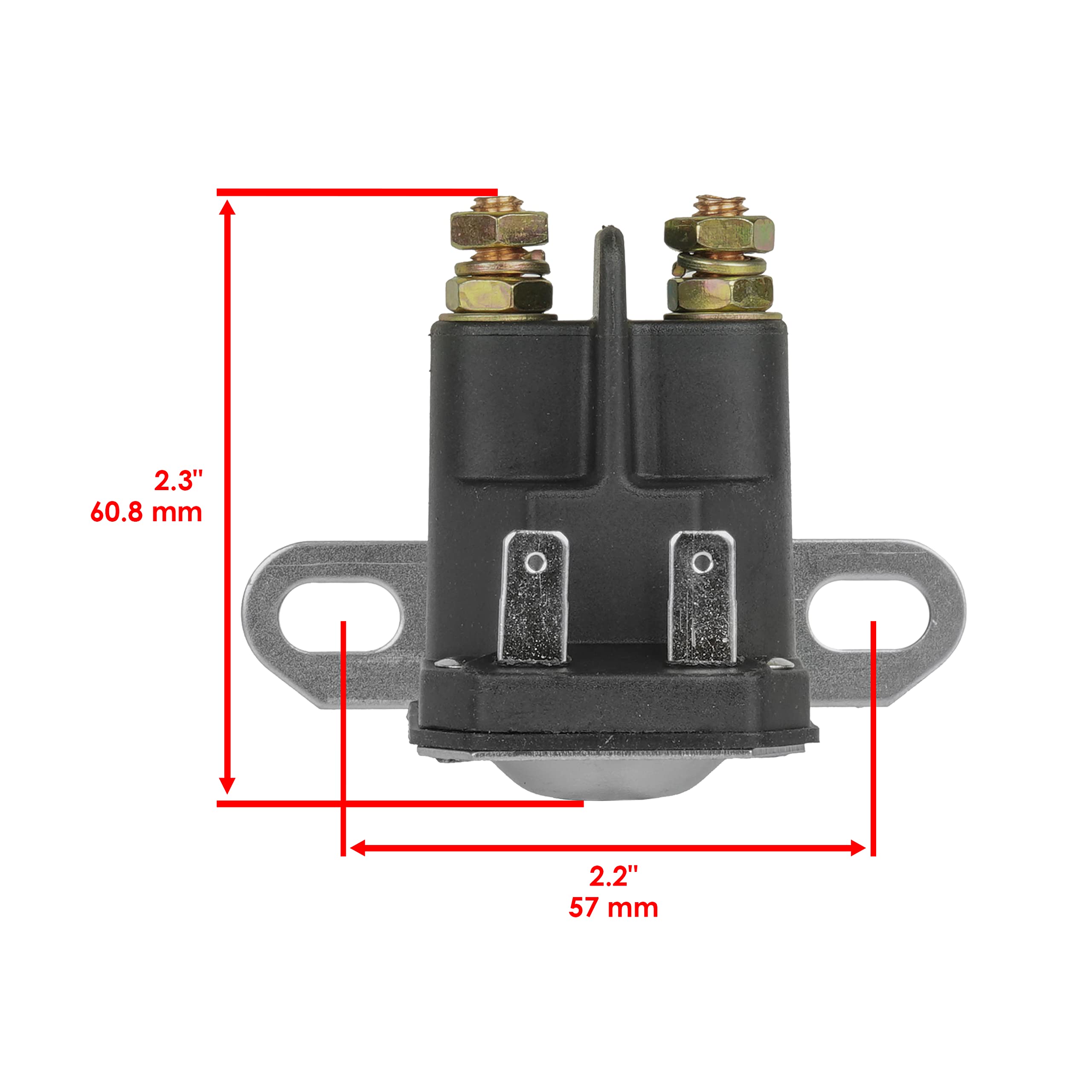 Caltric starter relay solenoid side view showing slim profile for tight engine bays