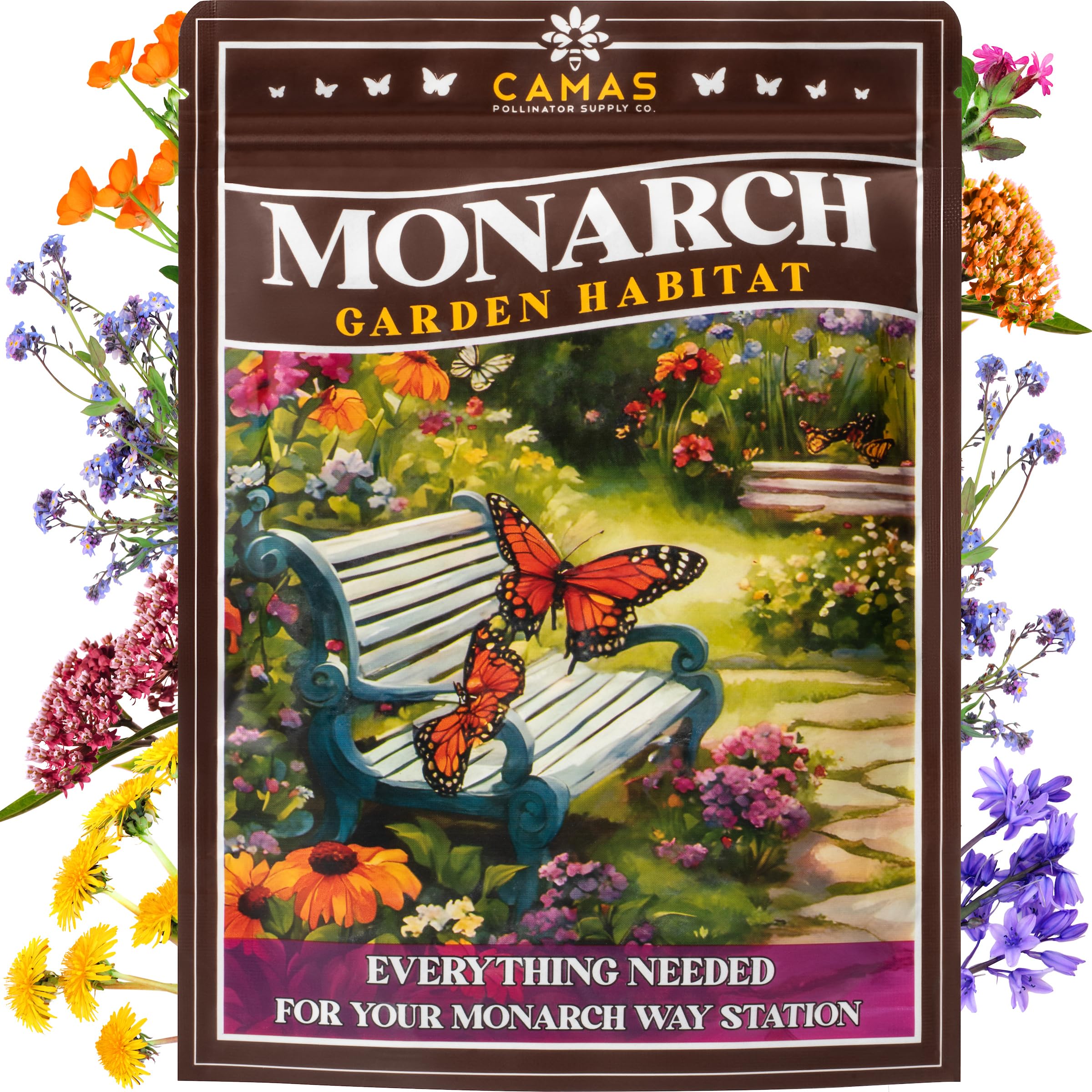 CAMAS Pollinator Monarch Kit with milkweed seeds for monarch habitat and caterpillar growth.