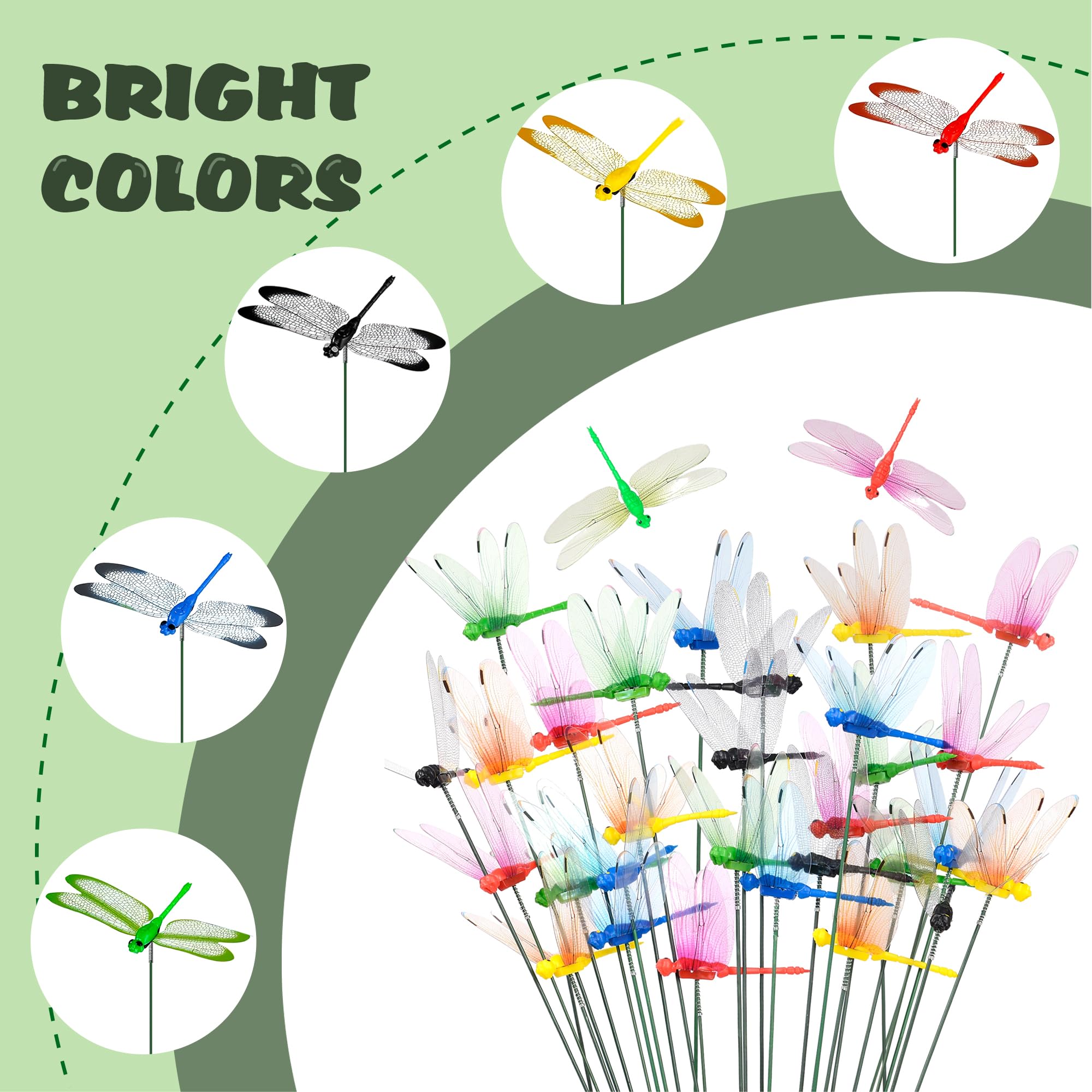 CAMATET dragonfly stake yellow clip brightens outdoor spaces.