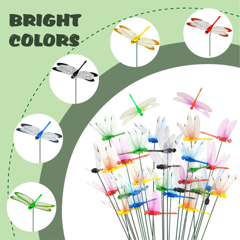 CAMATET dragonfly stake yellow clip brightens outdoor spaces.