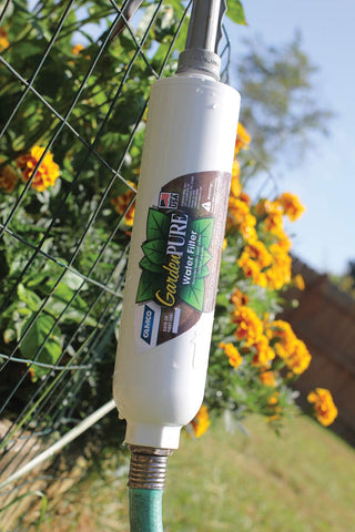 Closeup of GardenPURE carbon filtration showing removal of contaminants