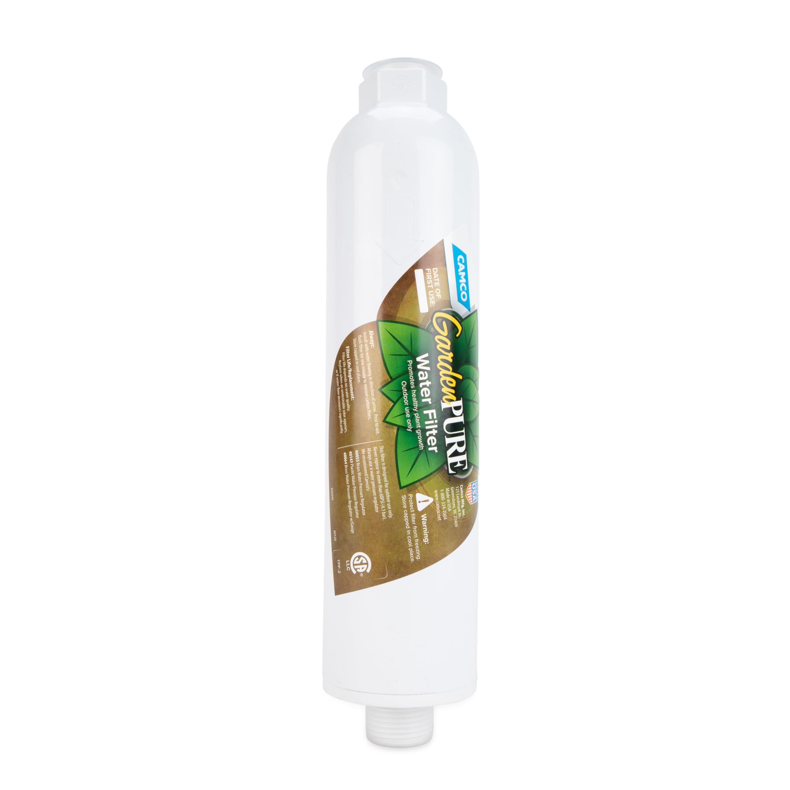 Camco GardenPURE inline hose attachment filters chlorine for healthier watering
