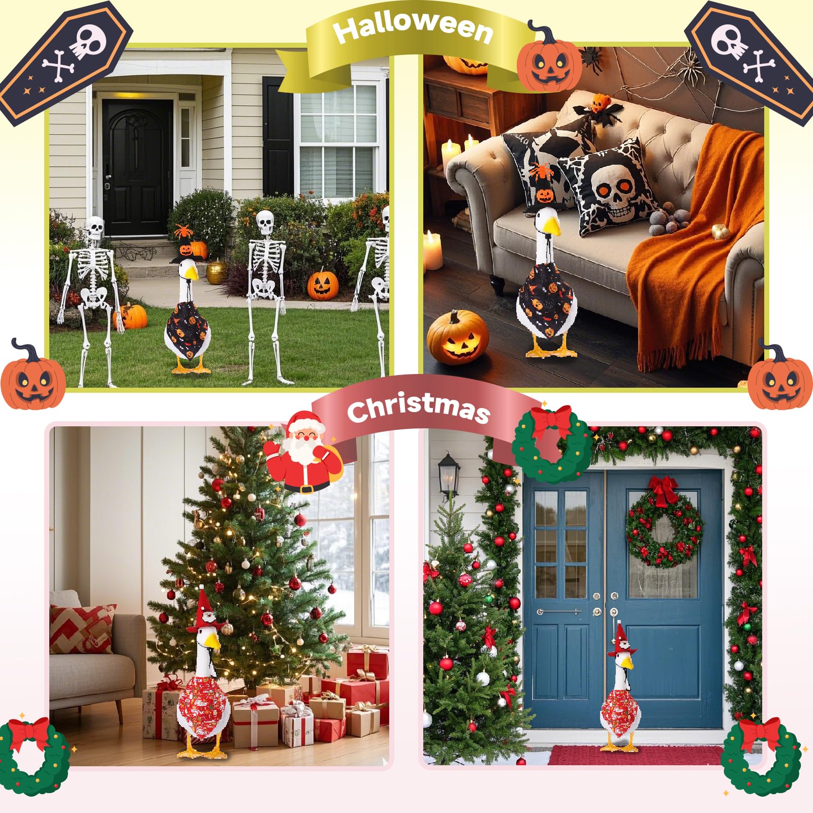 CAMDUCK Christmas Santa goose outfit adds festive cheer to outdoor decor