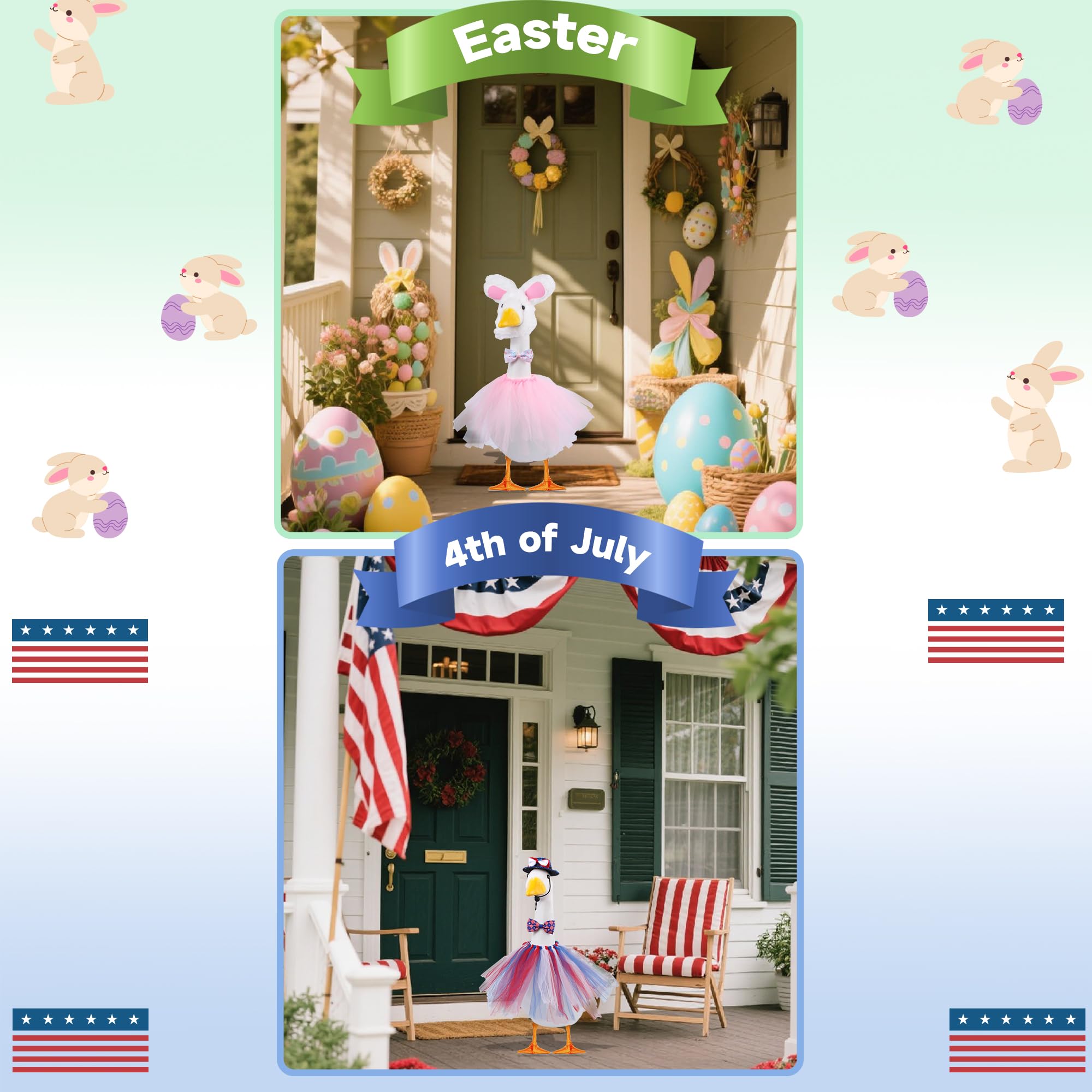 CAMDUCK goose bow tie creates charming festival accents for porch geese.
