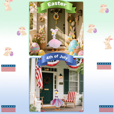 CAMDUCK goose bow tie creates charming festival accents for porch geese.