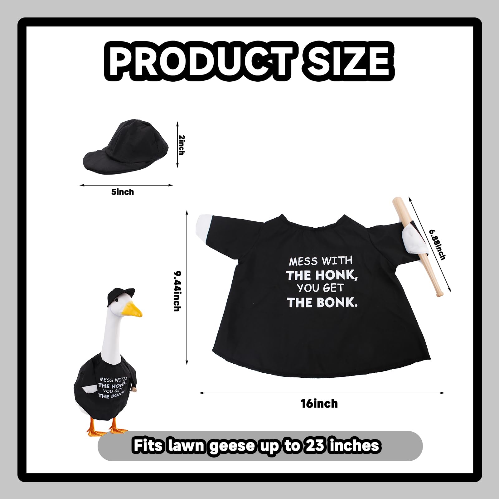 CAMDUCK goose costume with wooden bat enhances outdoor decor