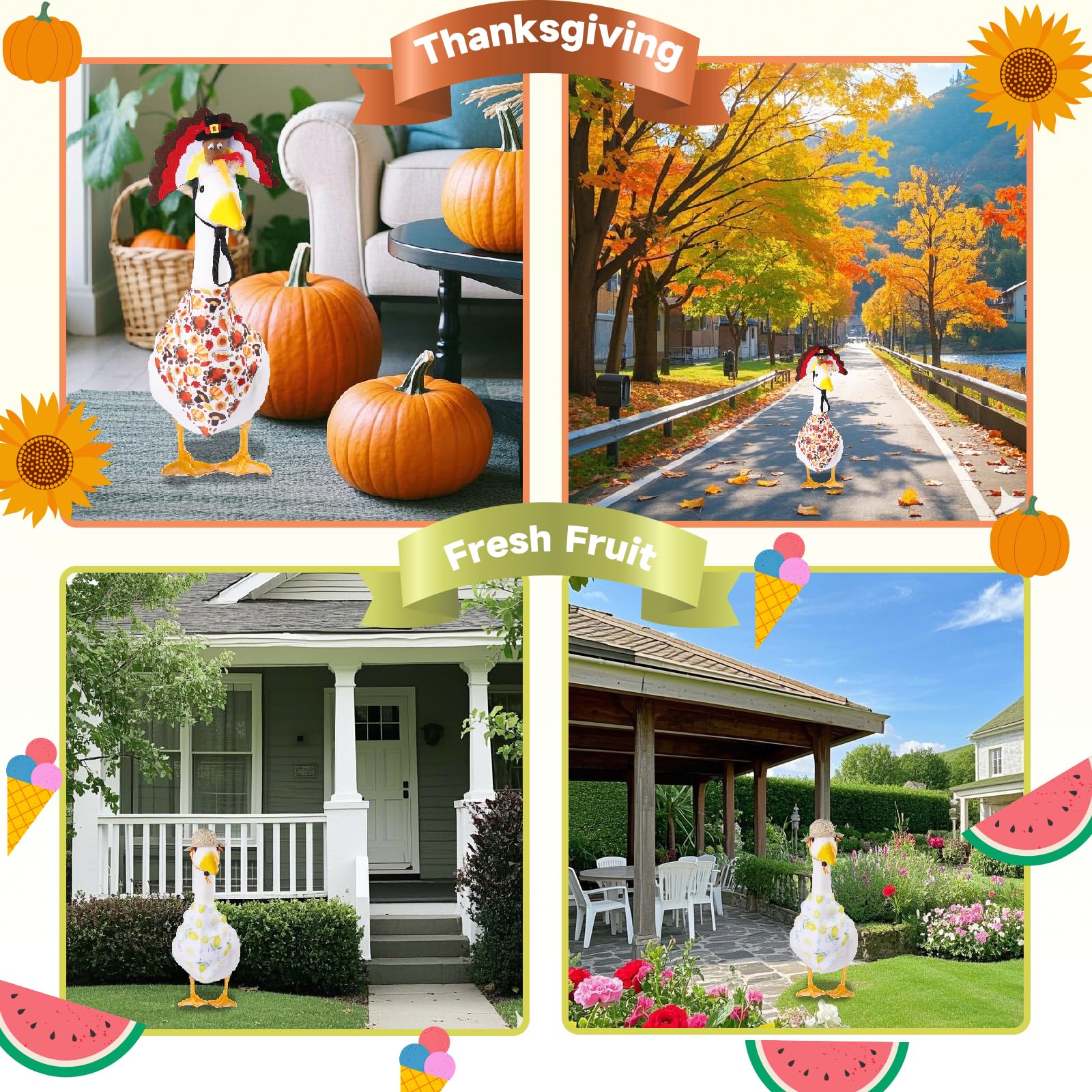 CAMDUCK Halloween pumpkin goose costume creates playful spooky yard detail