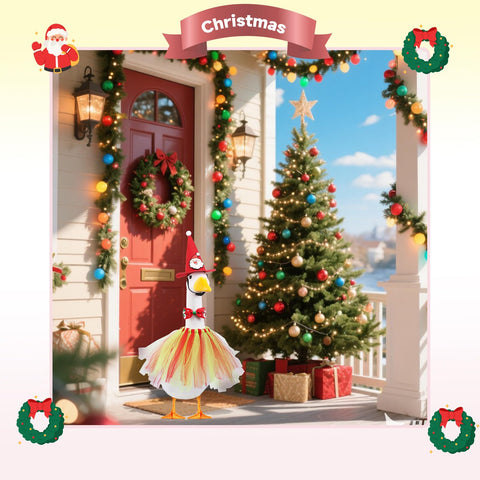 CAMDUCK festive patterns brighten seasonal garden scenes.