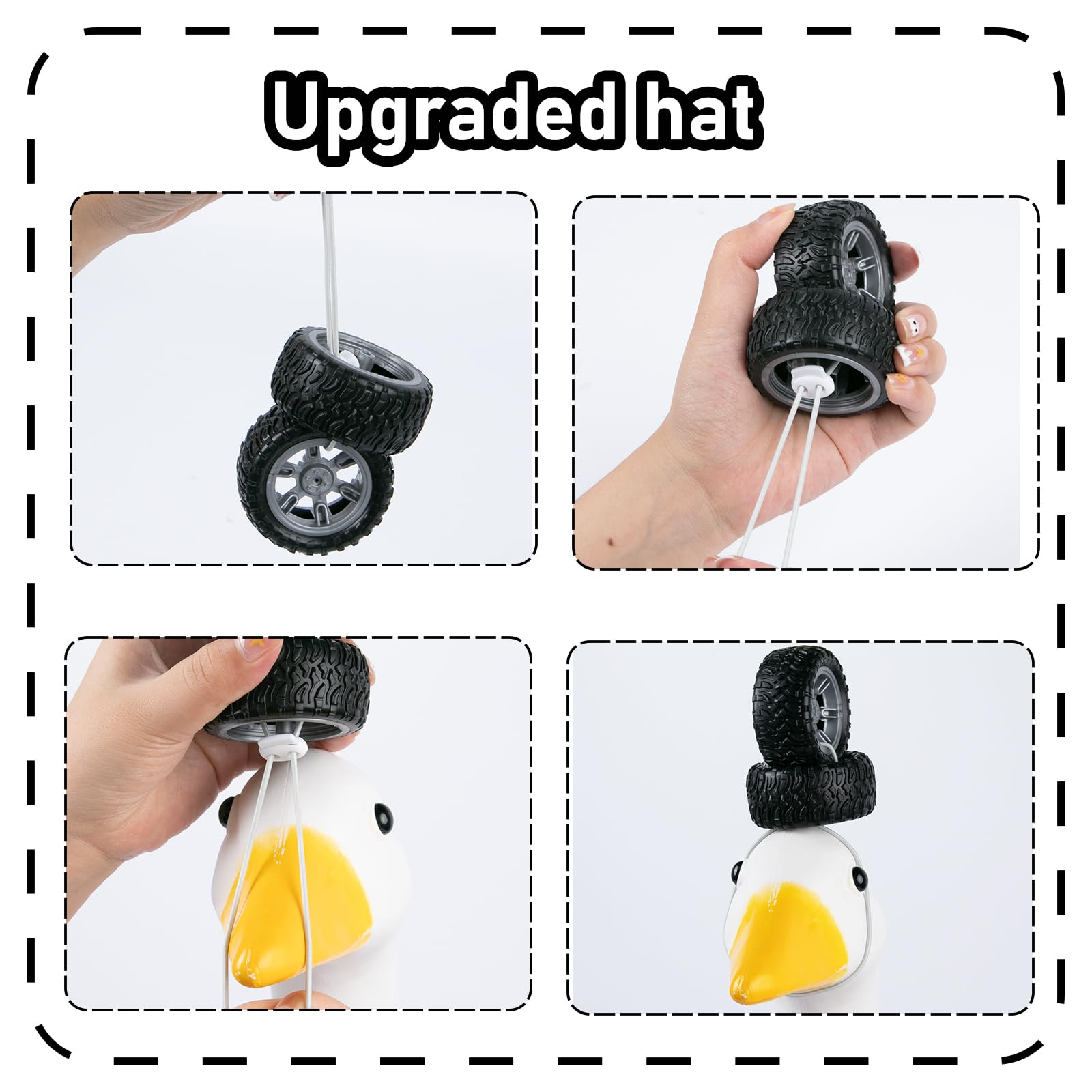 Camduck upgraded tire hat for goose adds playful height and charm
