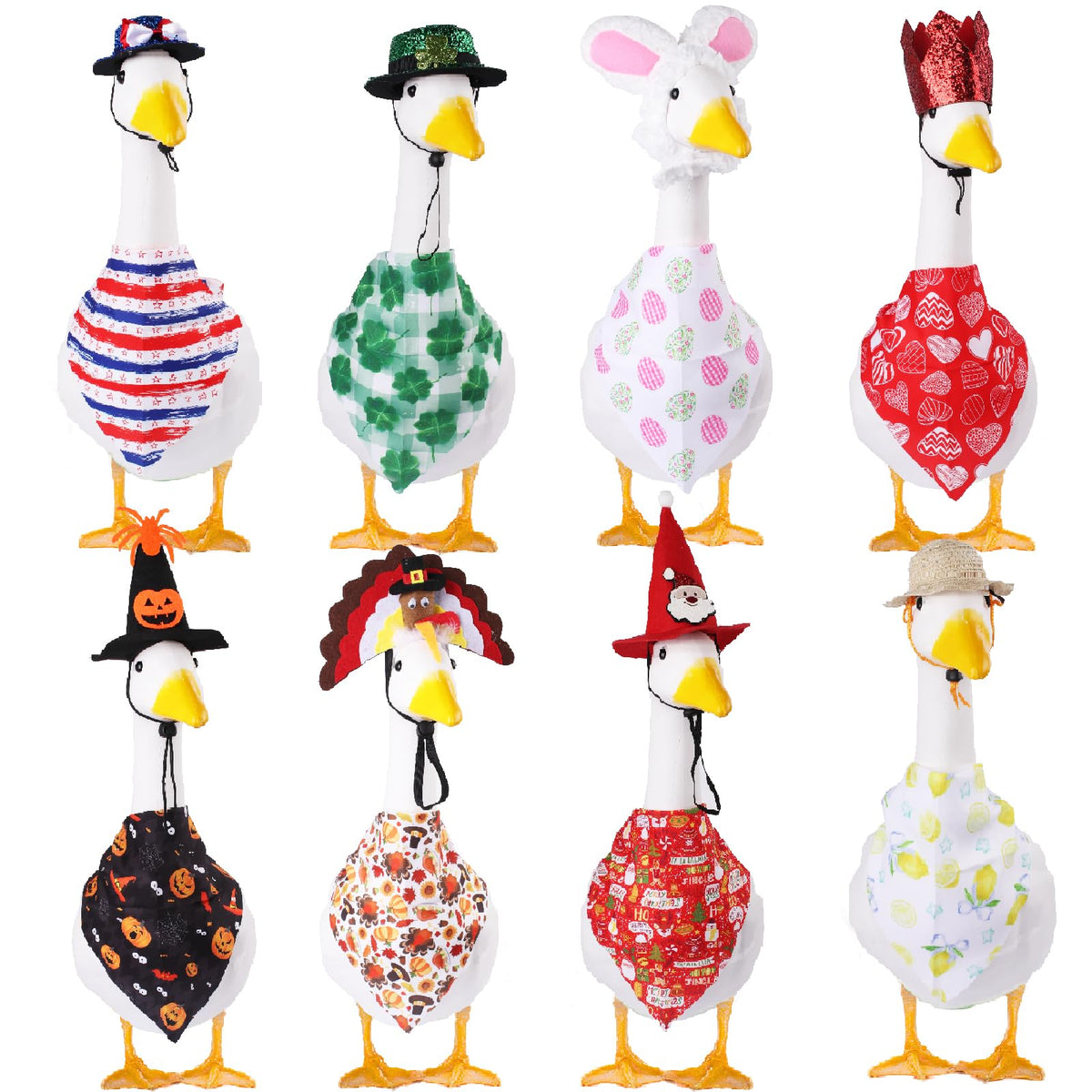 CAMDUCK Valentine’s Day goose hat and bandana add festive lawn charm