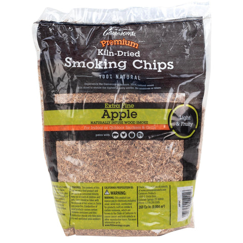 Camerons apple BBQ wood chips bag displaying product for quick, mild smoke flavor.