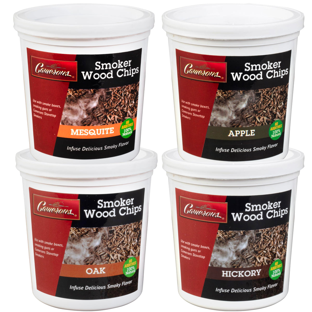 Camerons Apple wood chips tub for light, fruity smoke perfect with poultry and seafood.