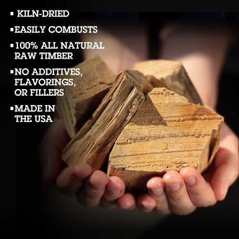 Closeup view of kiln-dried cherry wood pieces for clean burn by Camerons.